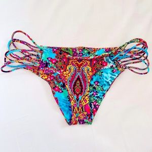Luli Fama Never Worn Paisley Brazilian Bikini Bottom Size SM